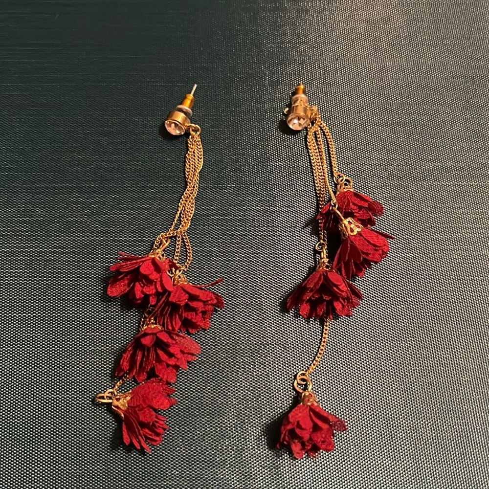 gold rose earrings